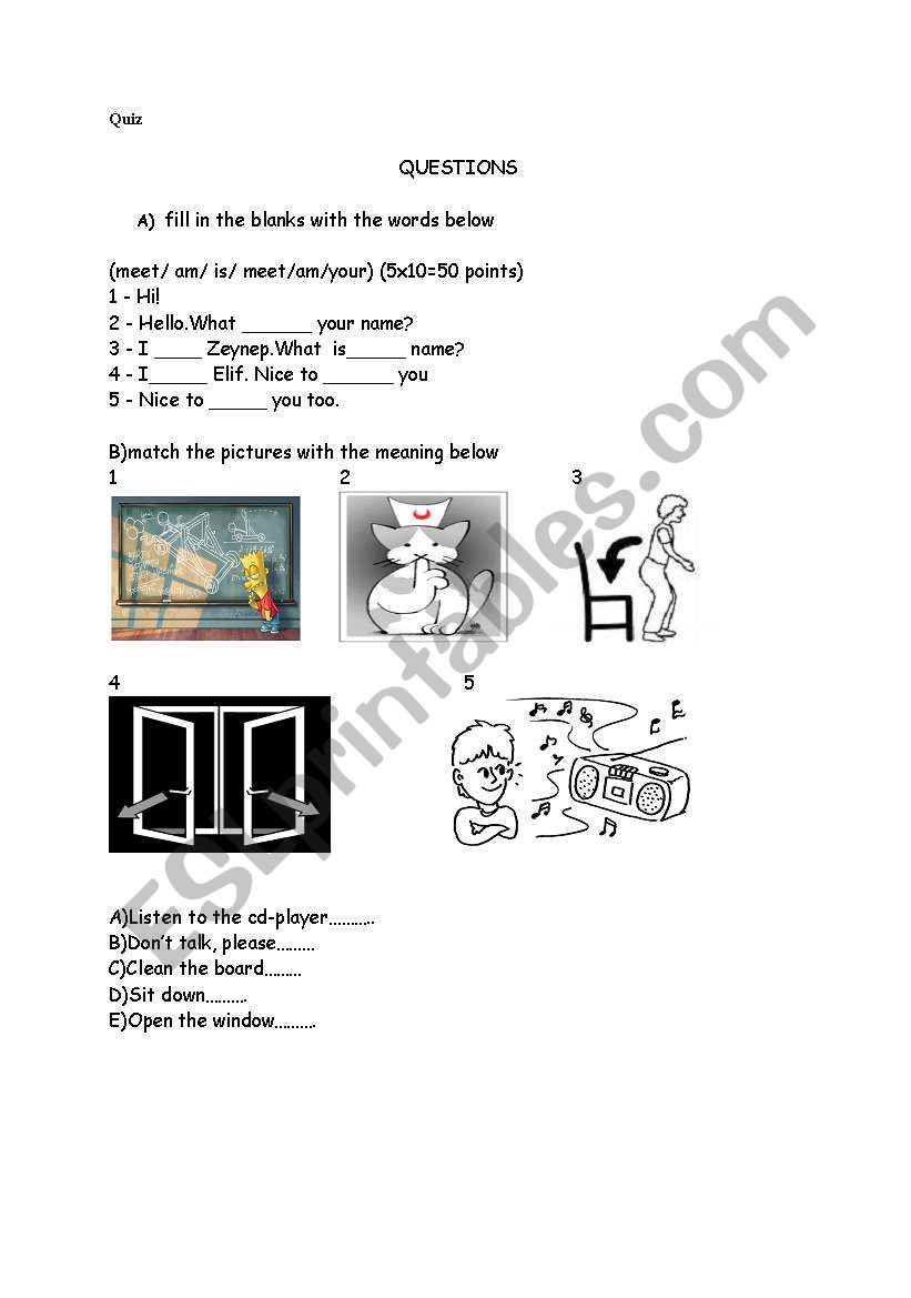 quiz worksheet