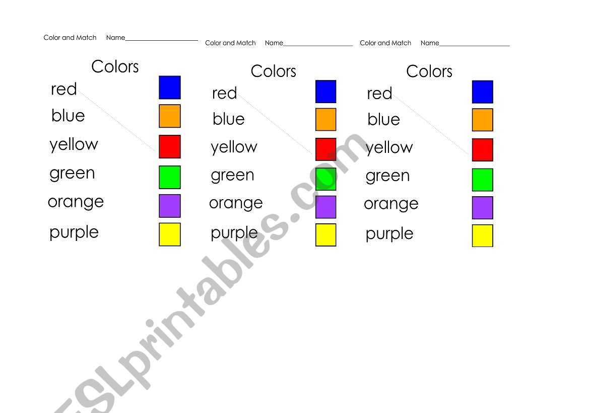 match the colour worksheet
