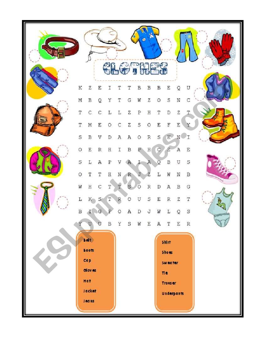 clothes worksheet