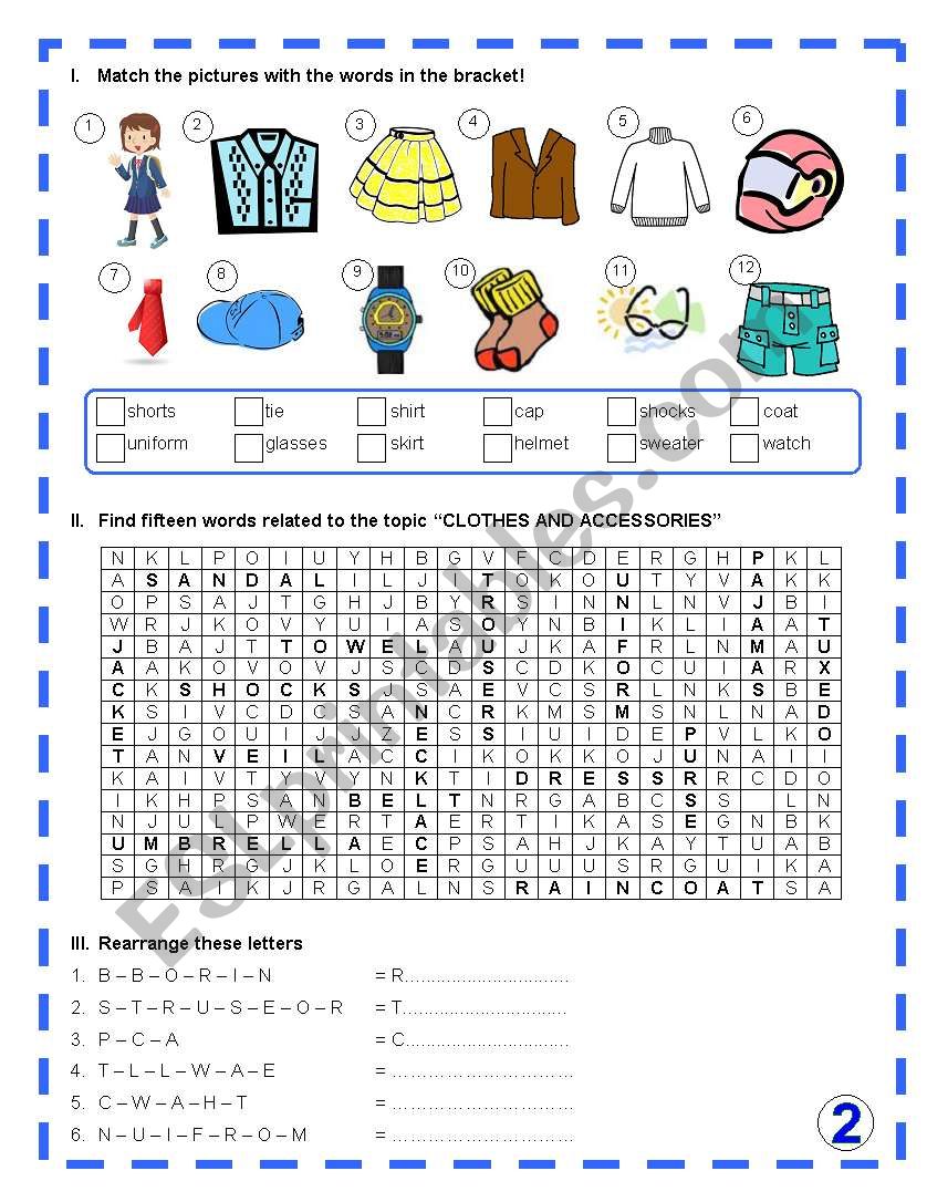 CLOTHES EXERCISES worksheet