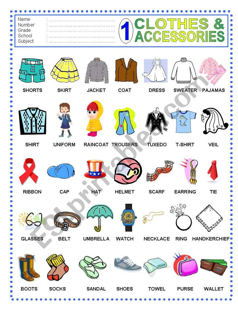 CLOTHES worksheet