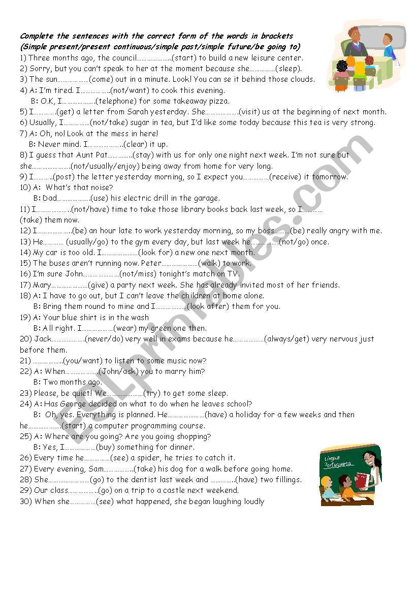 Tenses worksheet