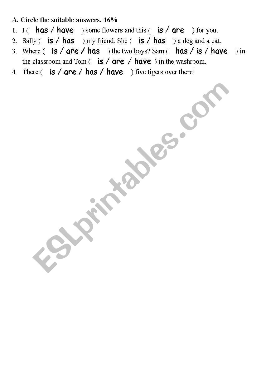 has/have worksheet
