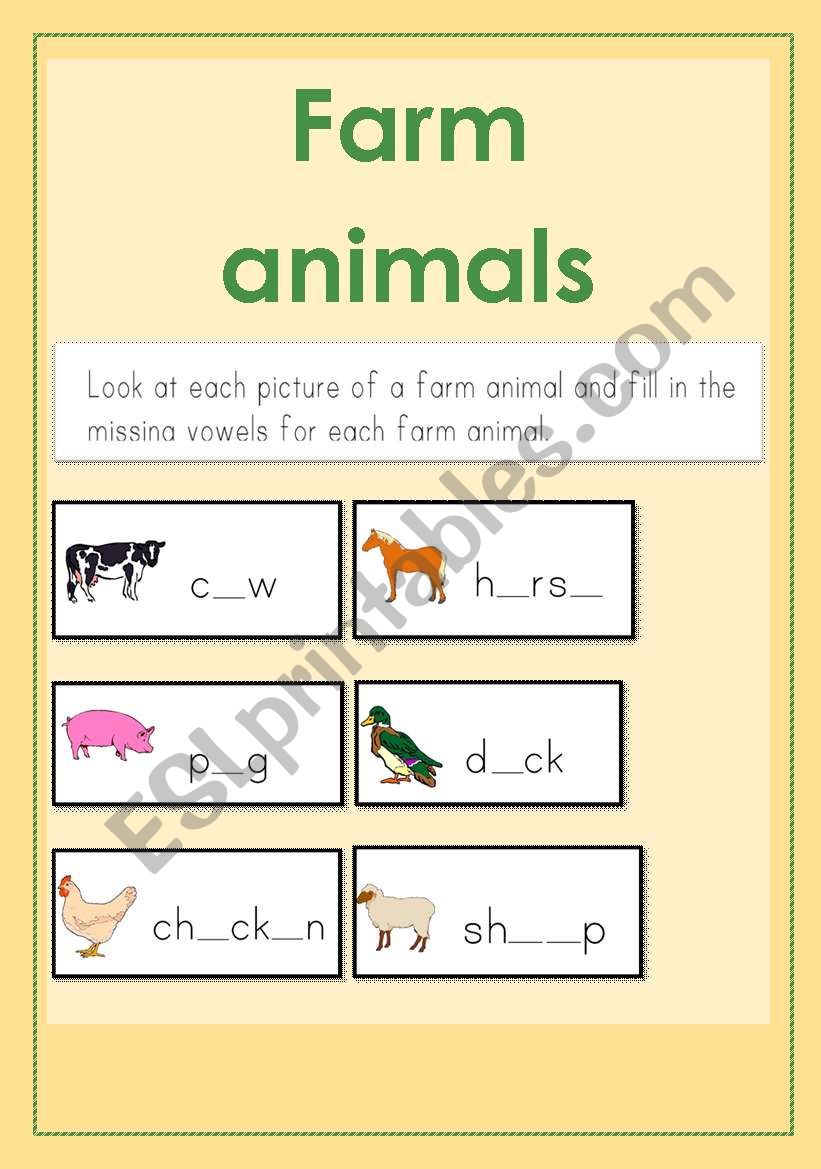 farm animals worksheet