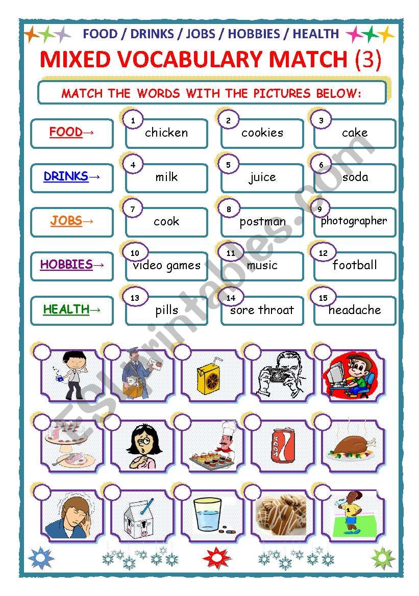 MIXED VOCABULARY - MATCH - Part 3