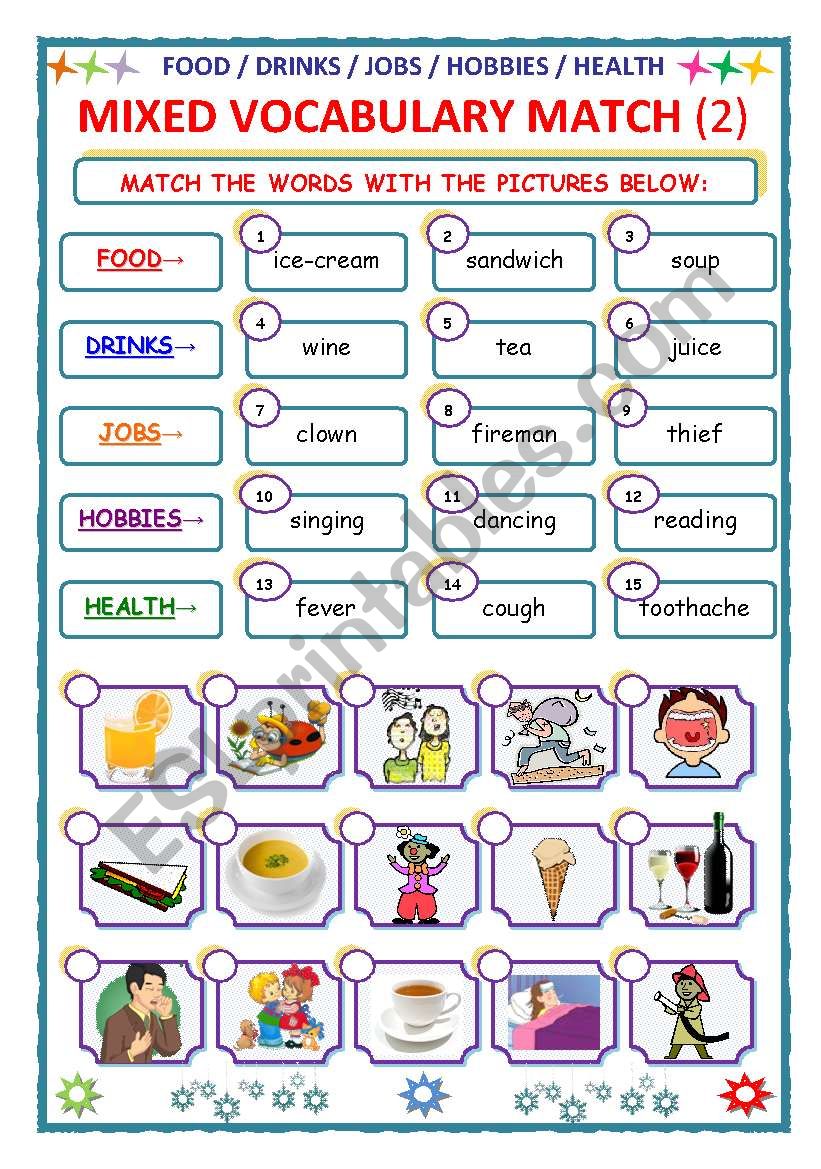 MIXED VOCABULARY - MATCH - Part 2