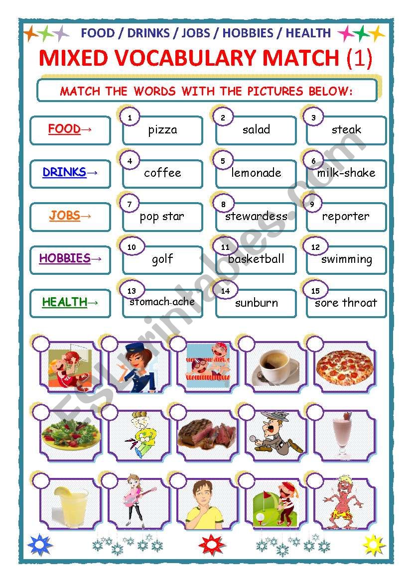 MIXED VOCABULARY - MATCH - Part 1