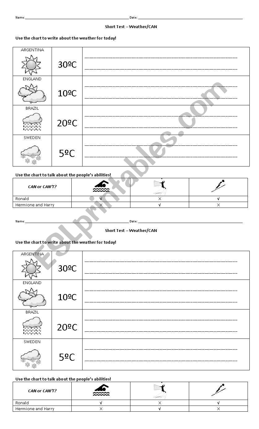 CAN & THE WEATHER worksheet