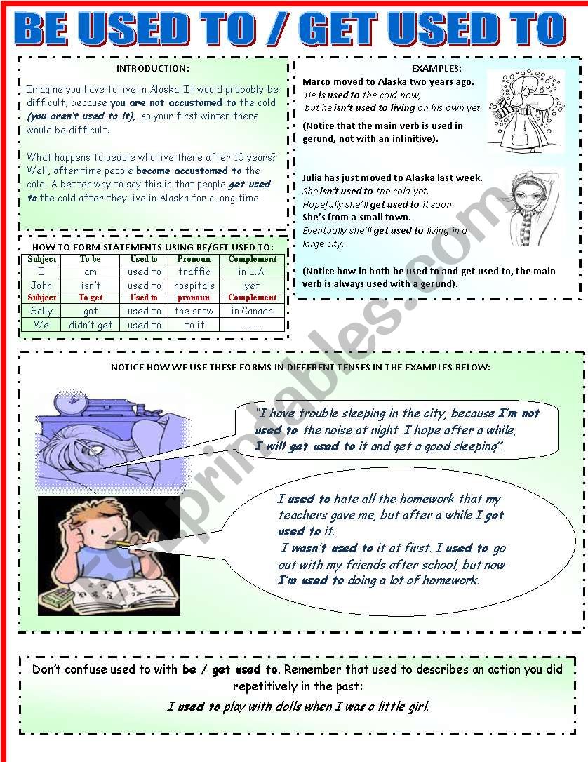 BE USED TO & GET USED TO  worksheet