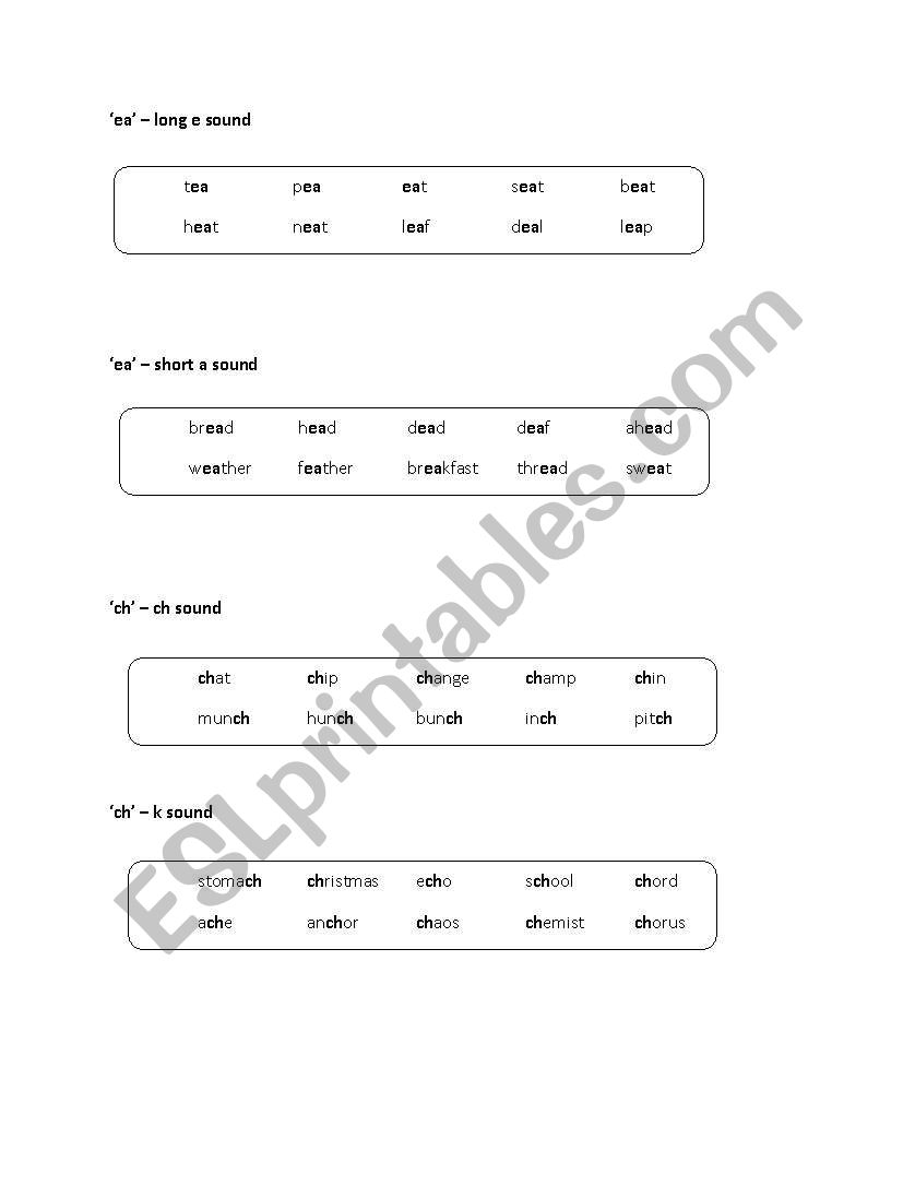 Digraphs worksheet