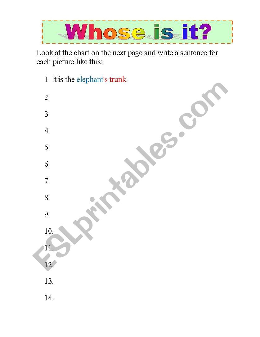 s for possession worksheet