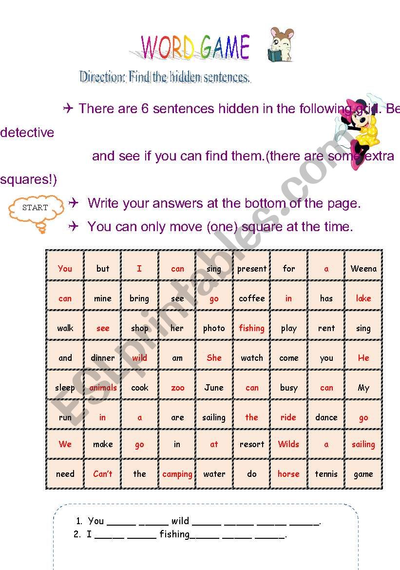 Word Game worksheet
