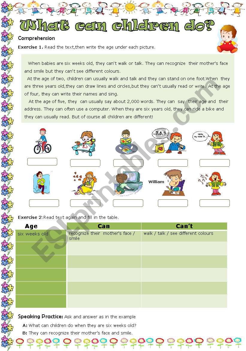 What can children do? worksheet