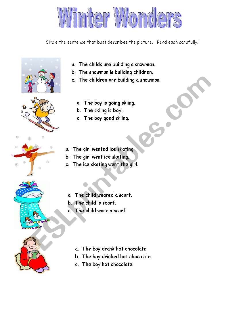 Winter Wonders worksheet