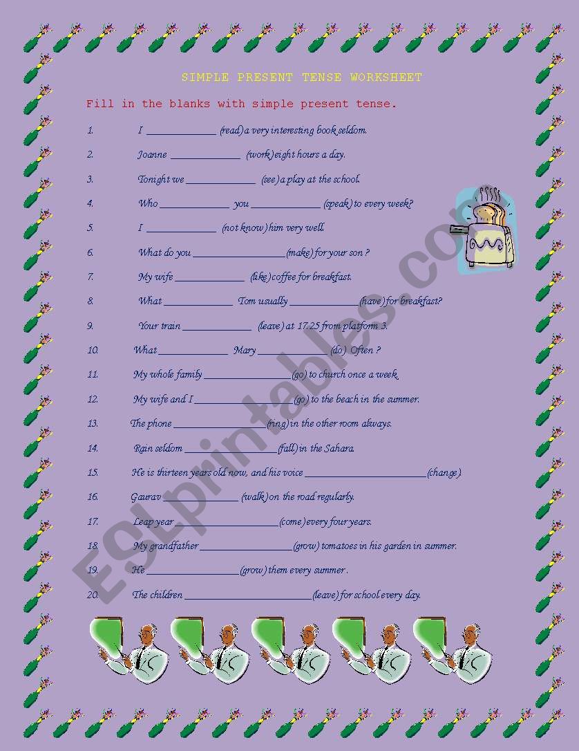 SIMPLE PRESENT TENSE worksheet