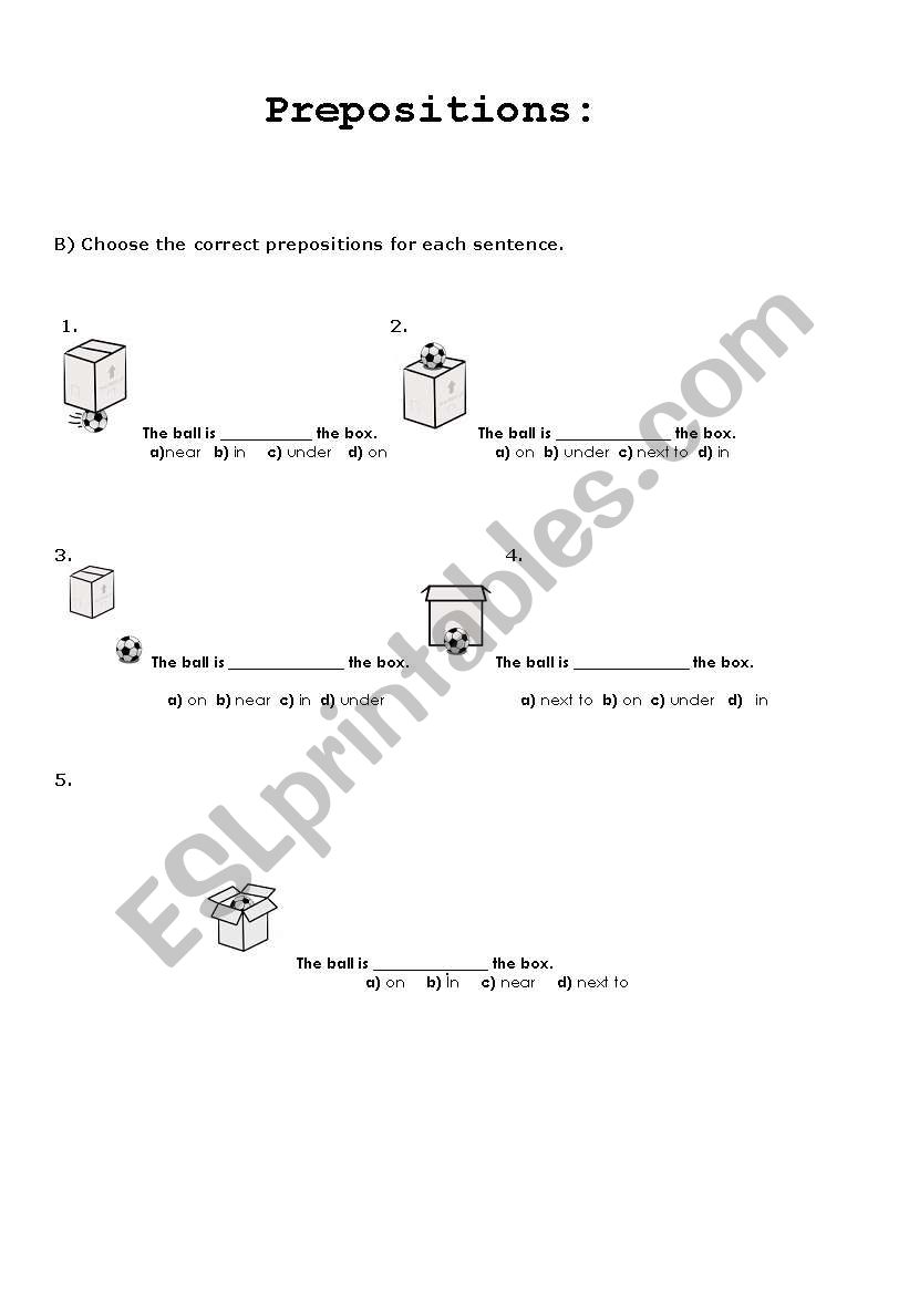 prepositions worksheet