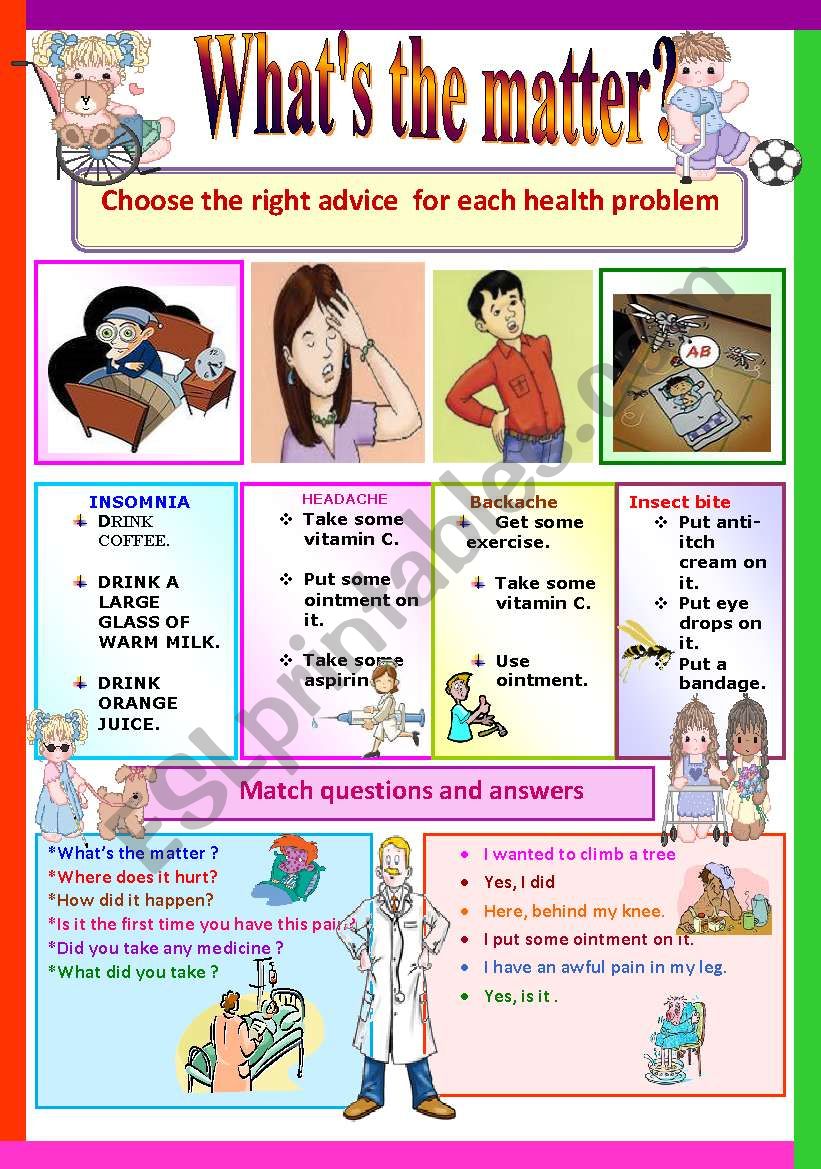 Health problems worksheet