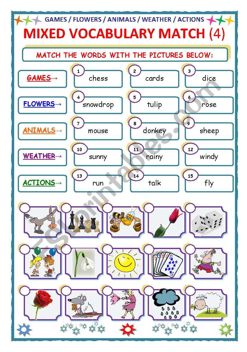 MIXED VOCABULARY - MATCH - Part 4