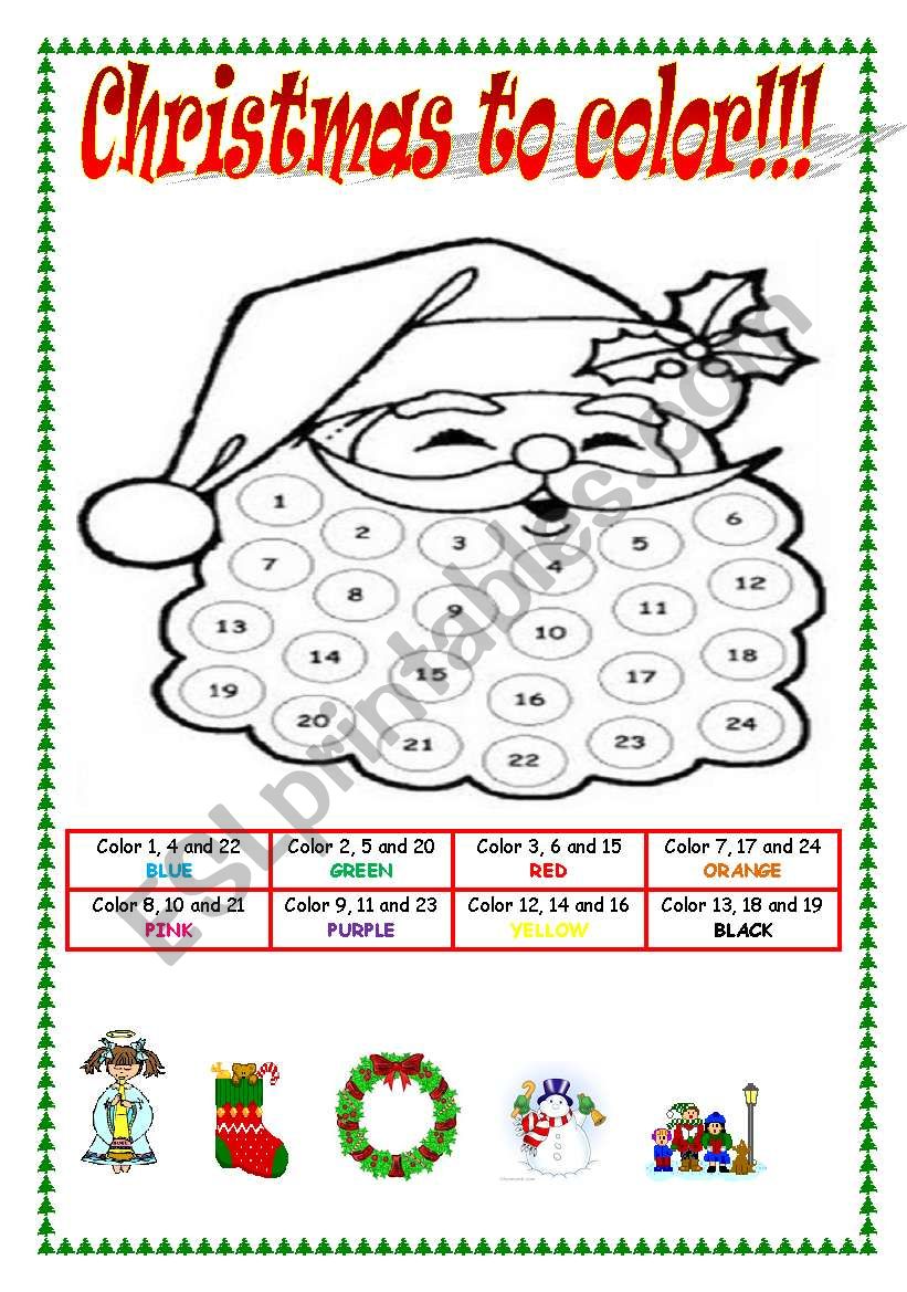 Xmas to color worksheet