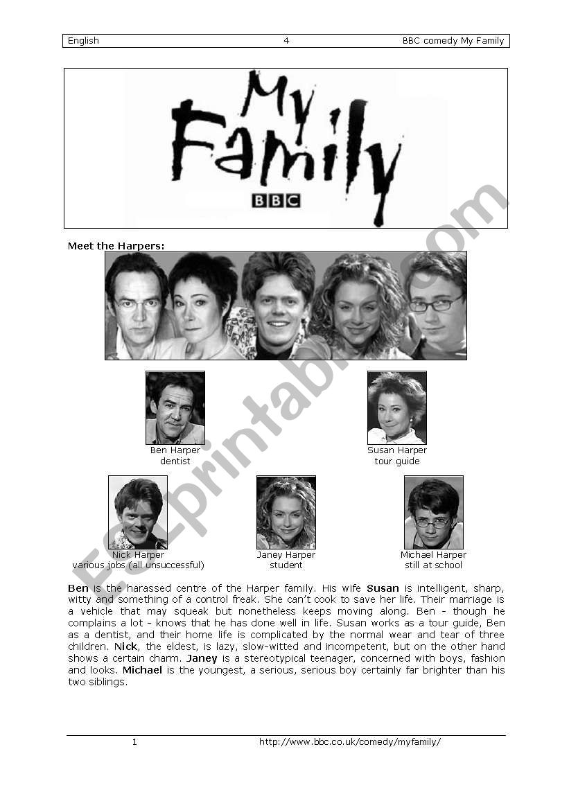 DVD-lesson BBC My Family worksheet