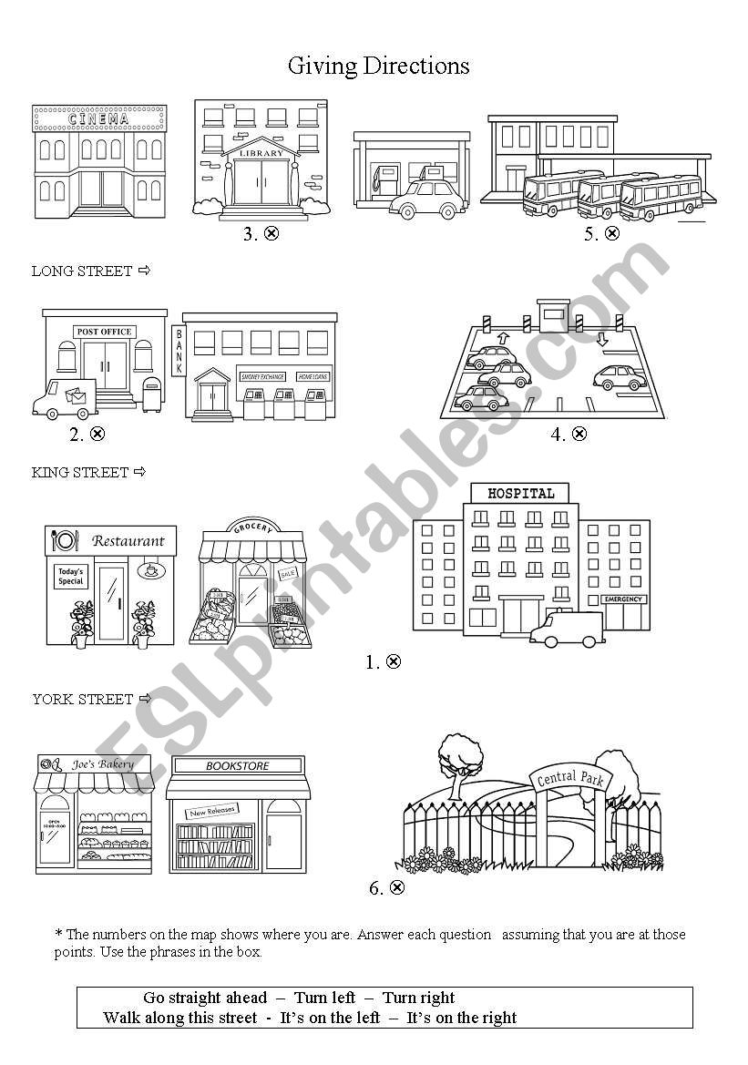 Giving Directions worksheet