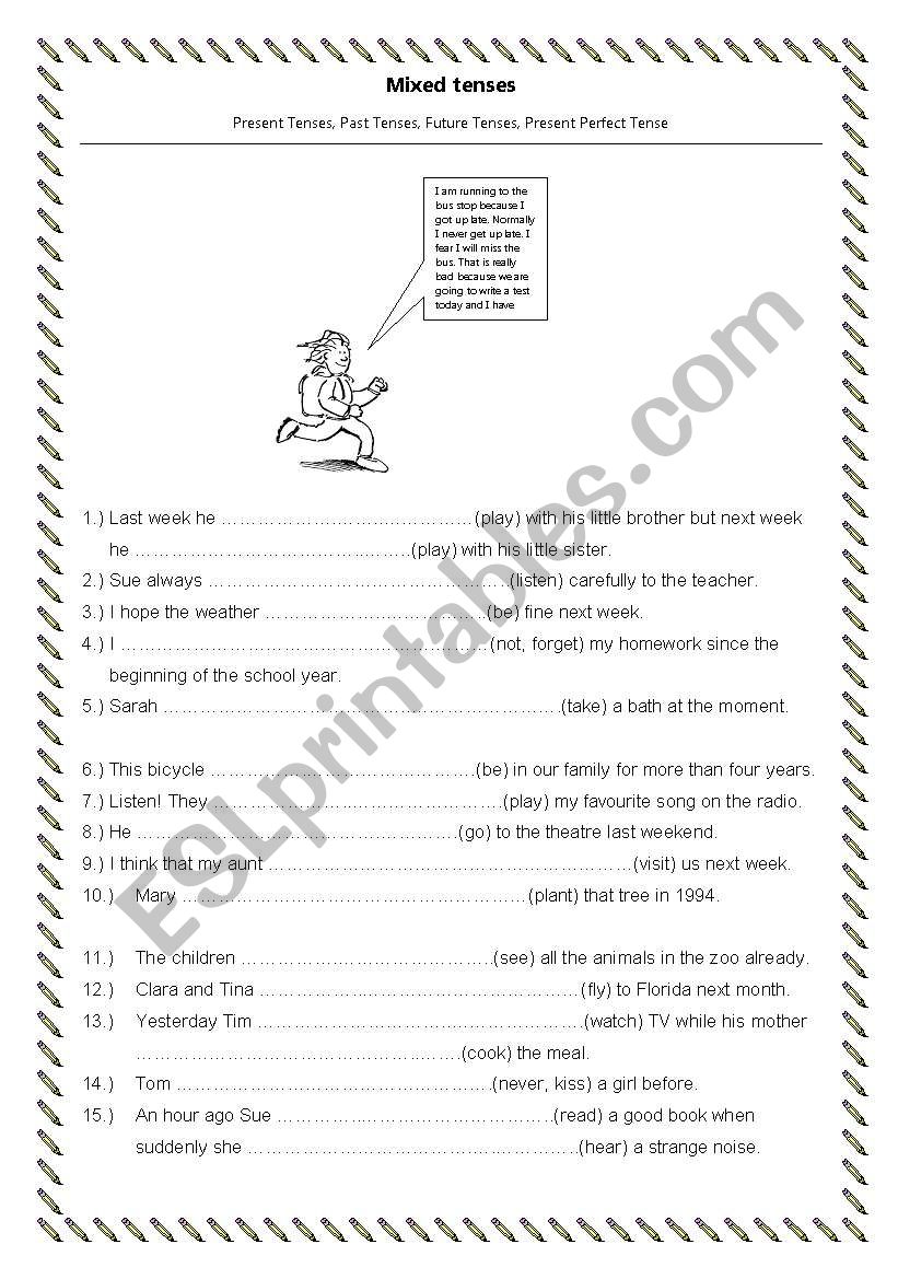 Mixed Tenses (Present, Past, Future, Present Perfect)