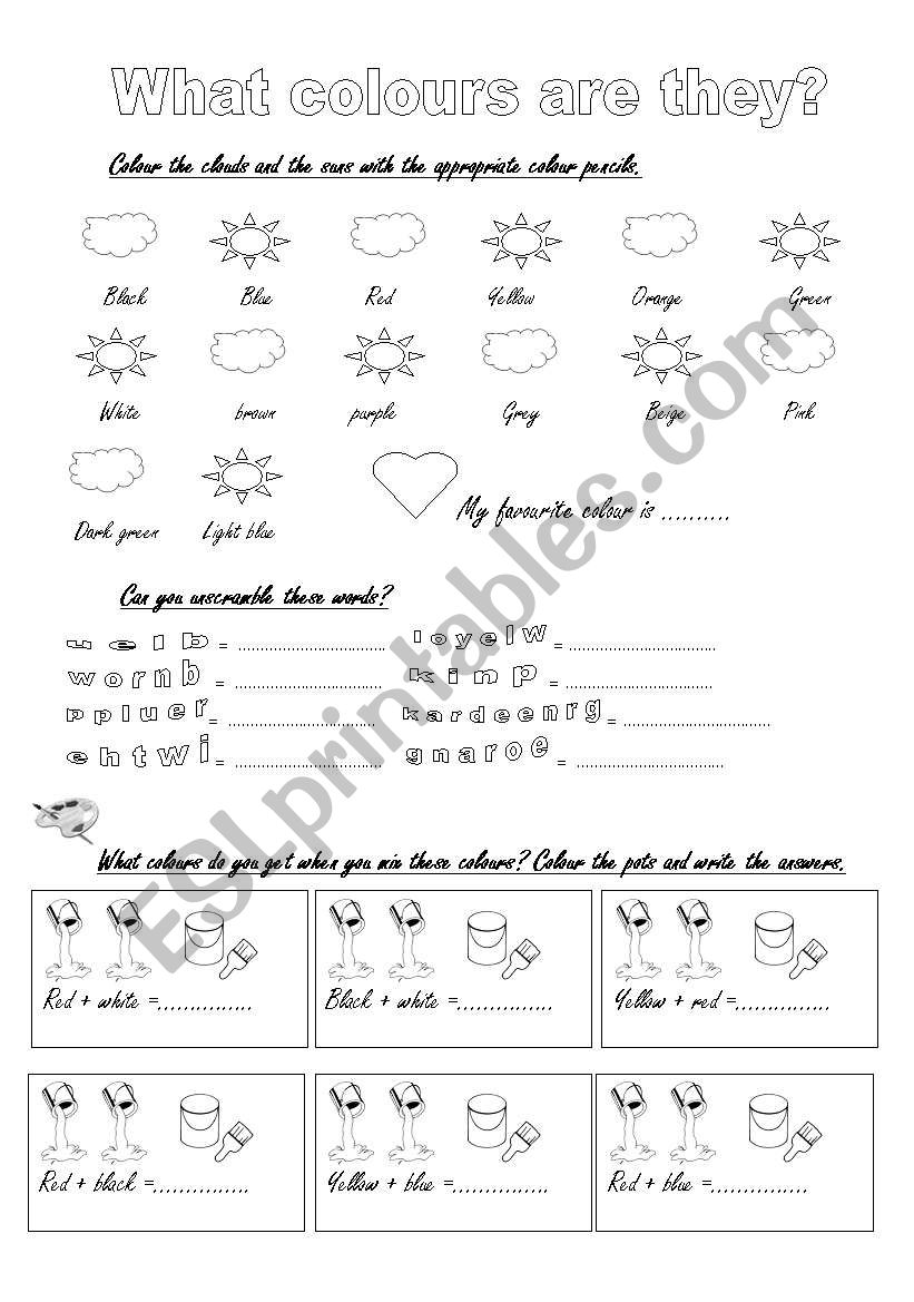 Learn colours worksheet