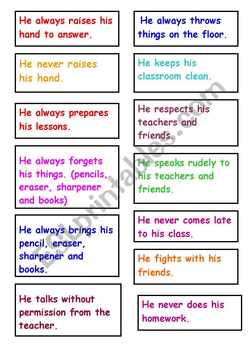 Classroom rules worksheet