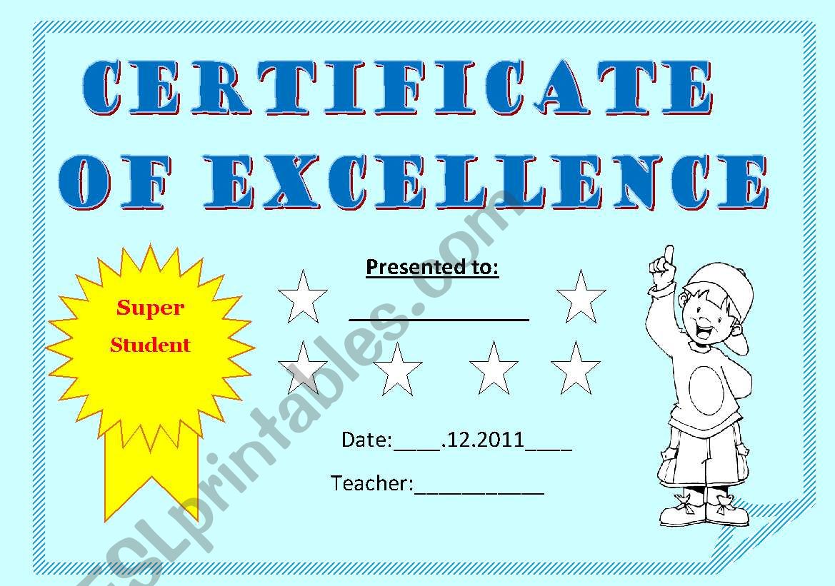 CERTIFICATE FOR KIDS worksheet