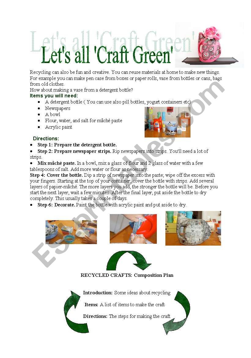 Lets all craft green! worksheet