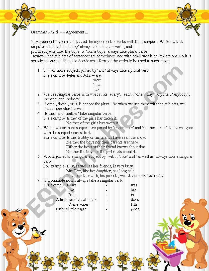 Grammar Practice - Agreement II
