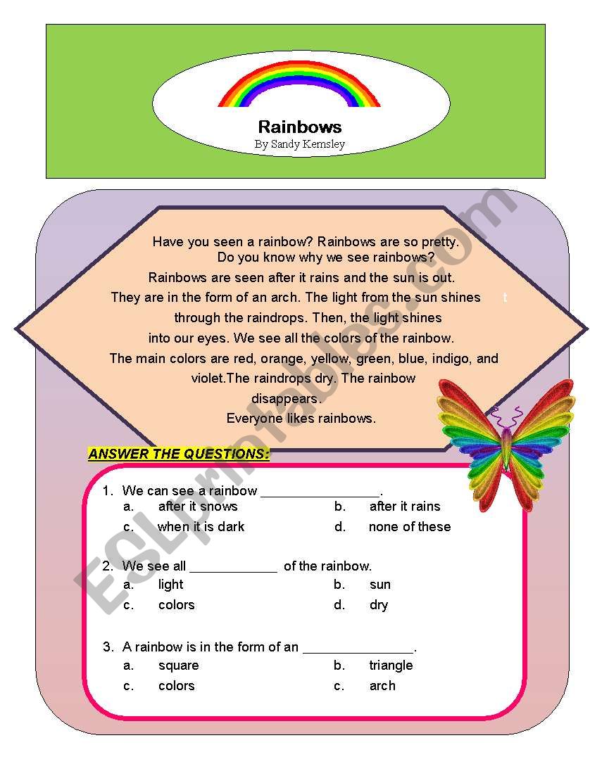 reading worksheet