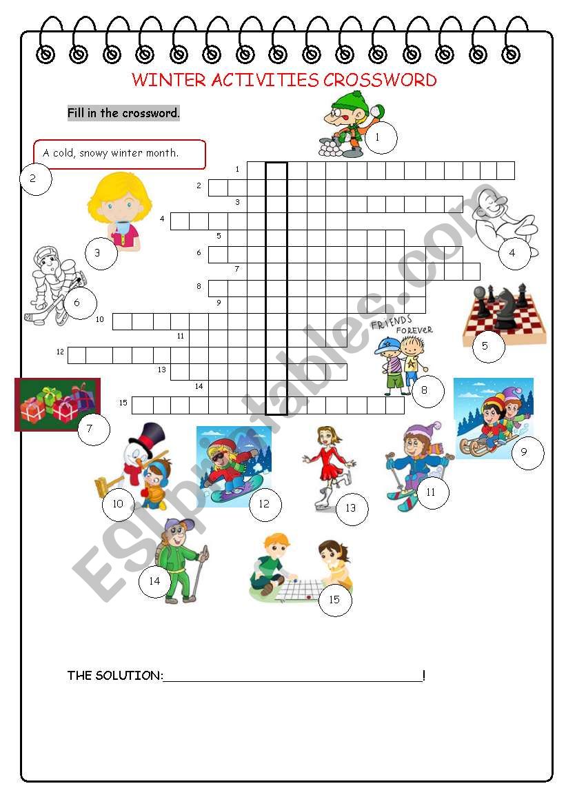 Winter Activities Crossword worksheet