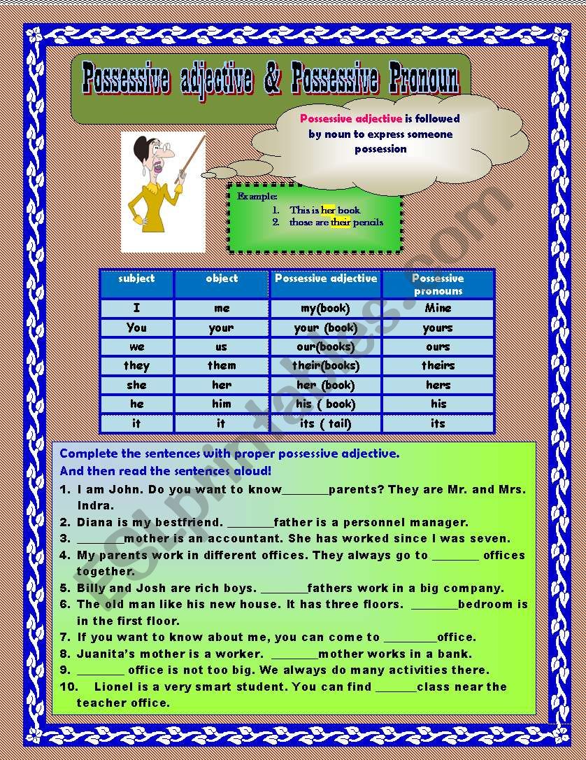 possessive adjective&possessive pronoun