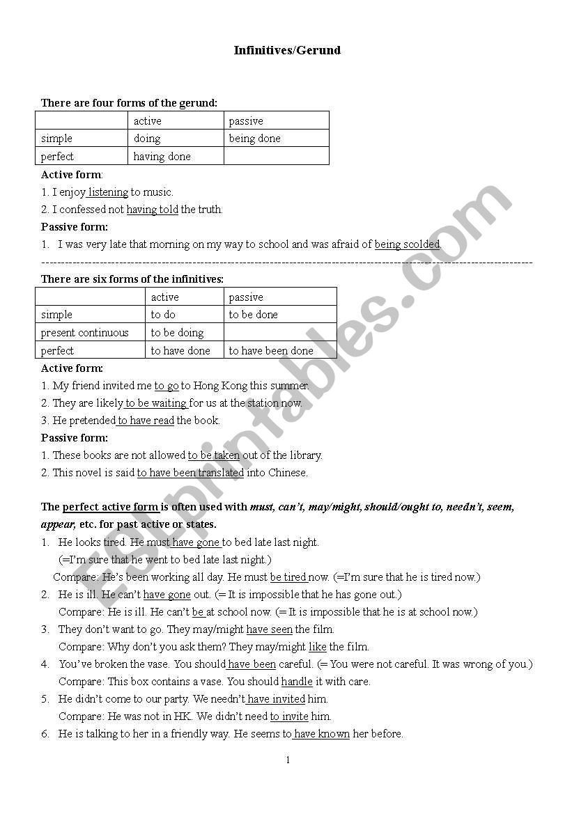 to-infinitive & gerund  worksheet