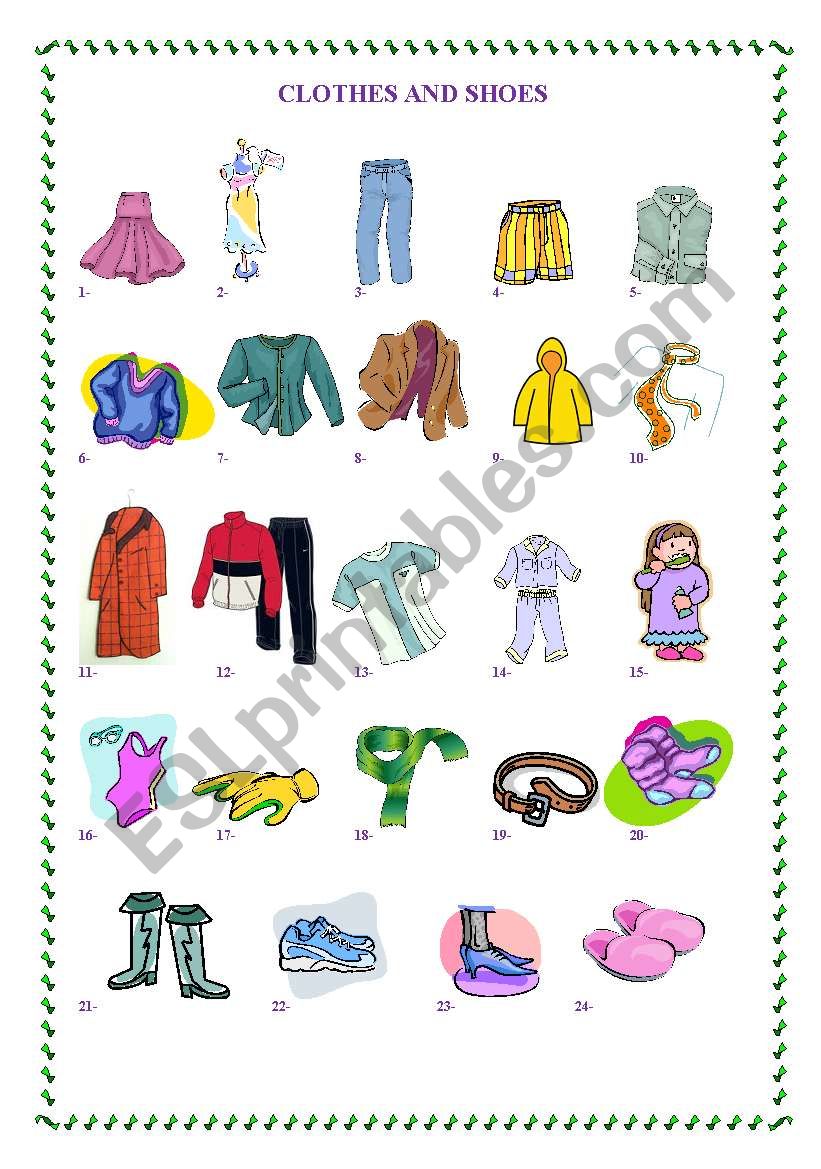 Clothes worksheet