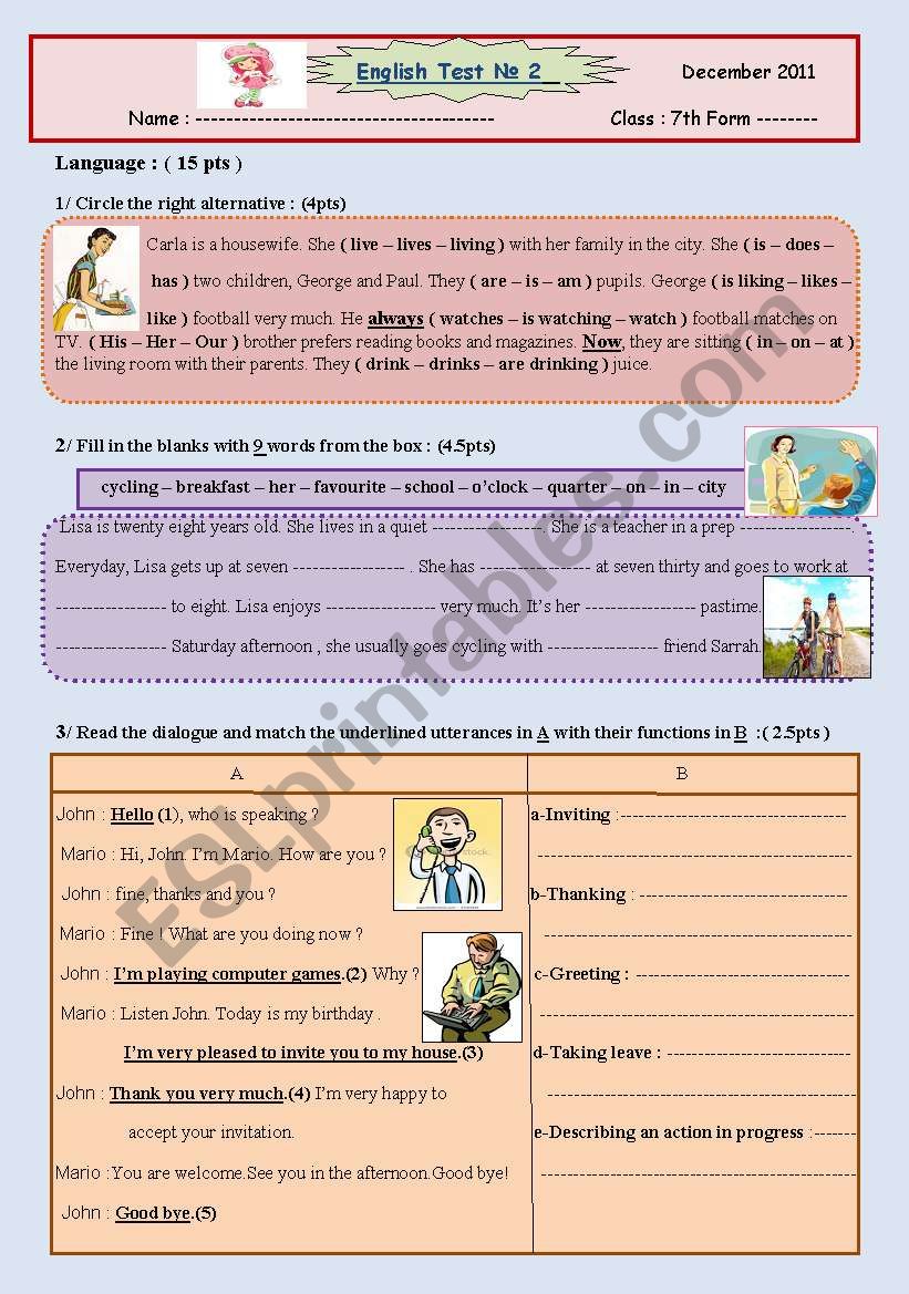 English Test  worksheet