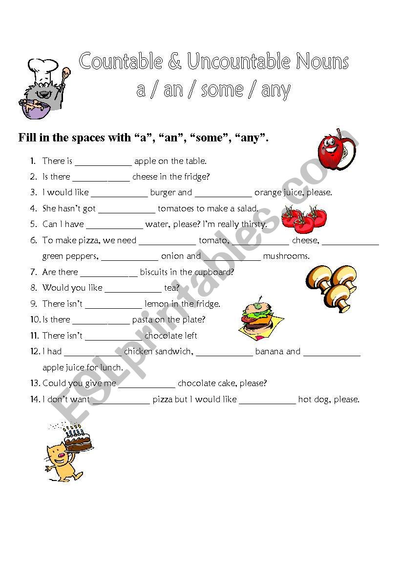 Countables And Uncountables Esl Worksheet By Dorryy