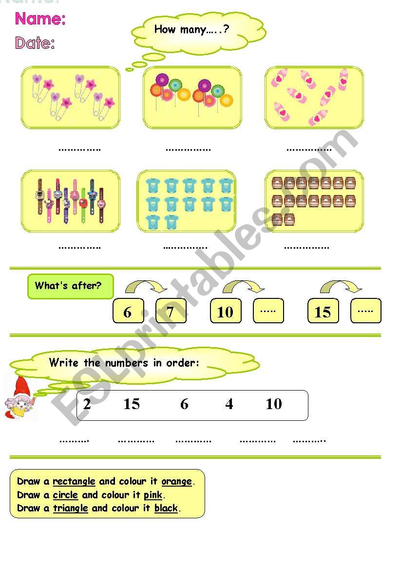 numbers worksheet