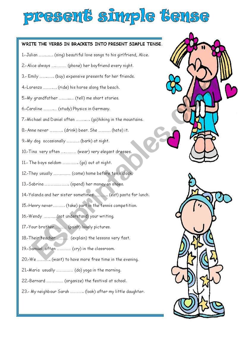 PRESENT SIMPLE TENSE worksheet