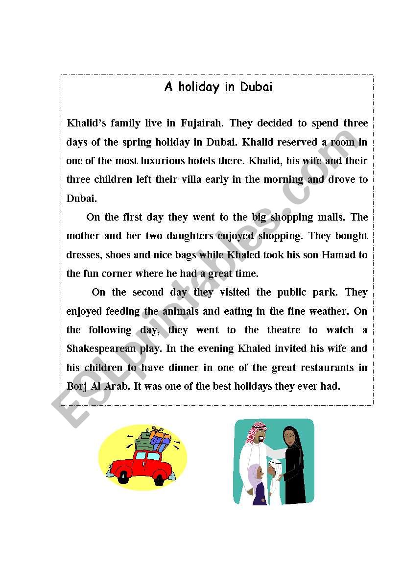 A holiday in Dubai worksheet