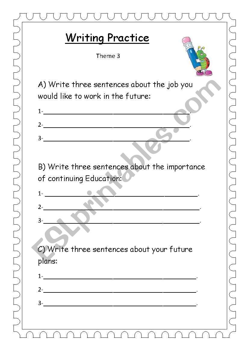 writing about the jobs worksheet
