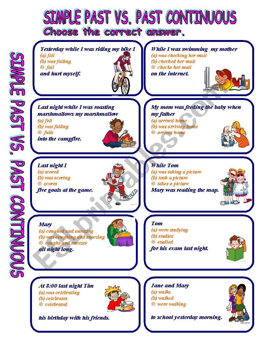 SIMPLE PAST VS PAST CONTINUOUS ESL Worksheet By GIOVANNI