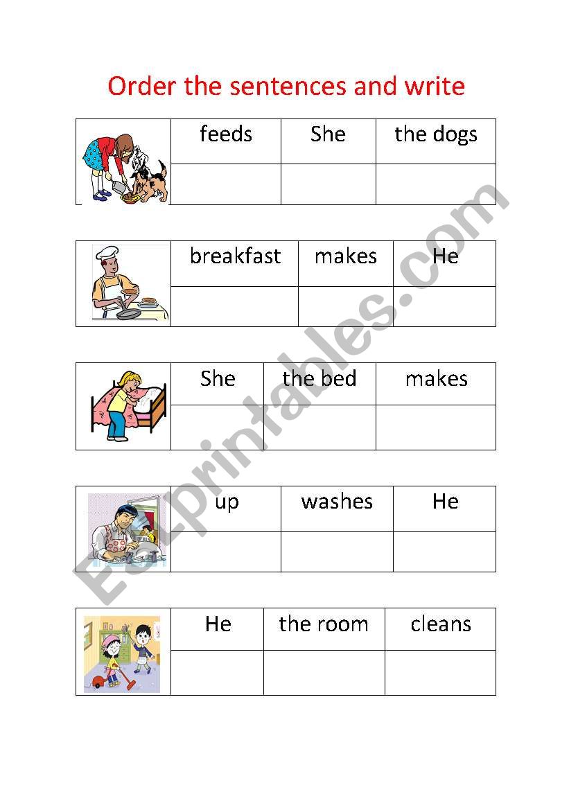 Order the Sentences worksheet