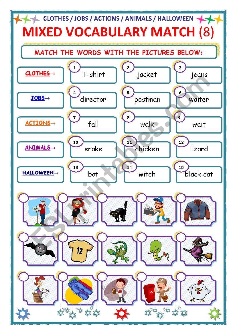 MIXED VOCABULARY - MATCH - Part 8