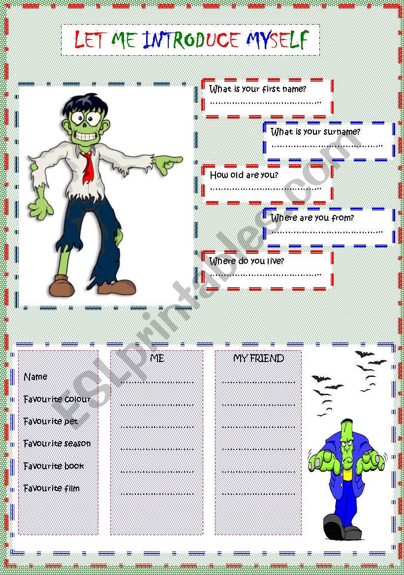 Let me introduce myself worksheet