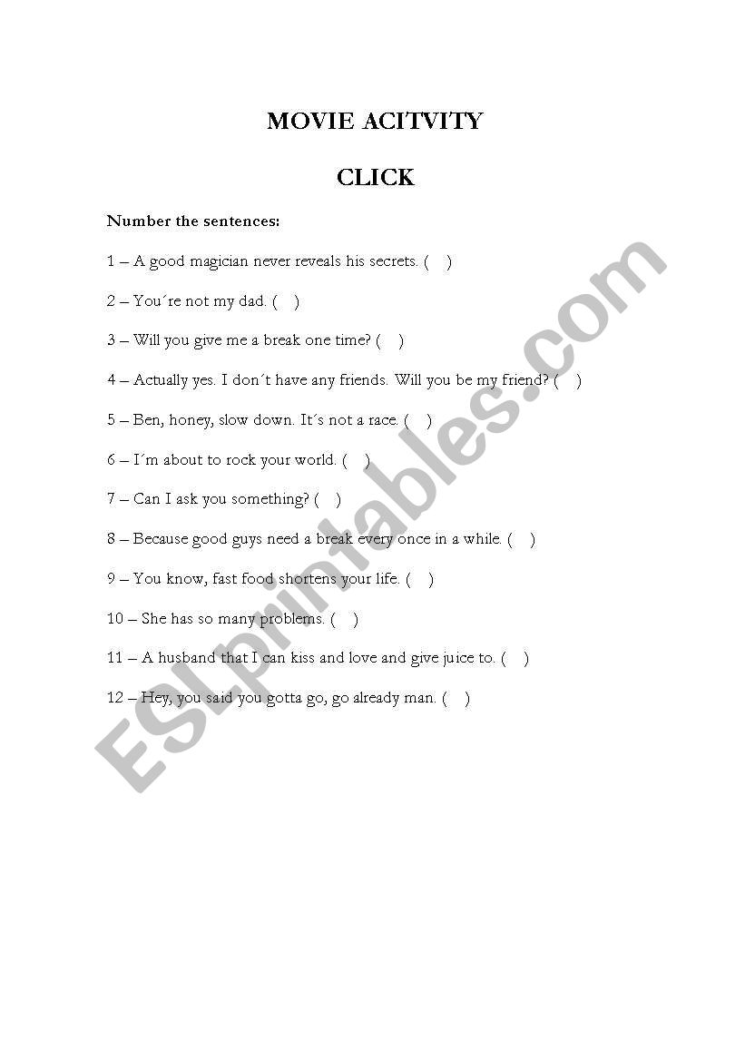 Movie: Click worksheet