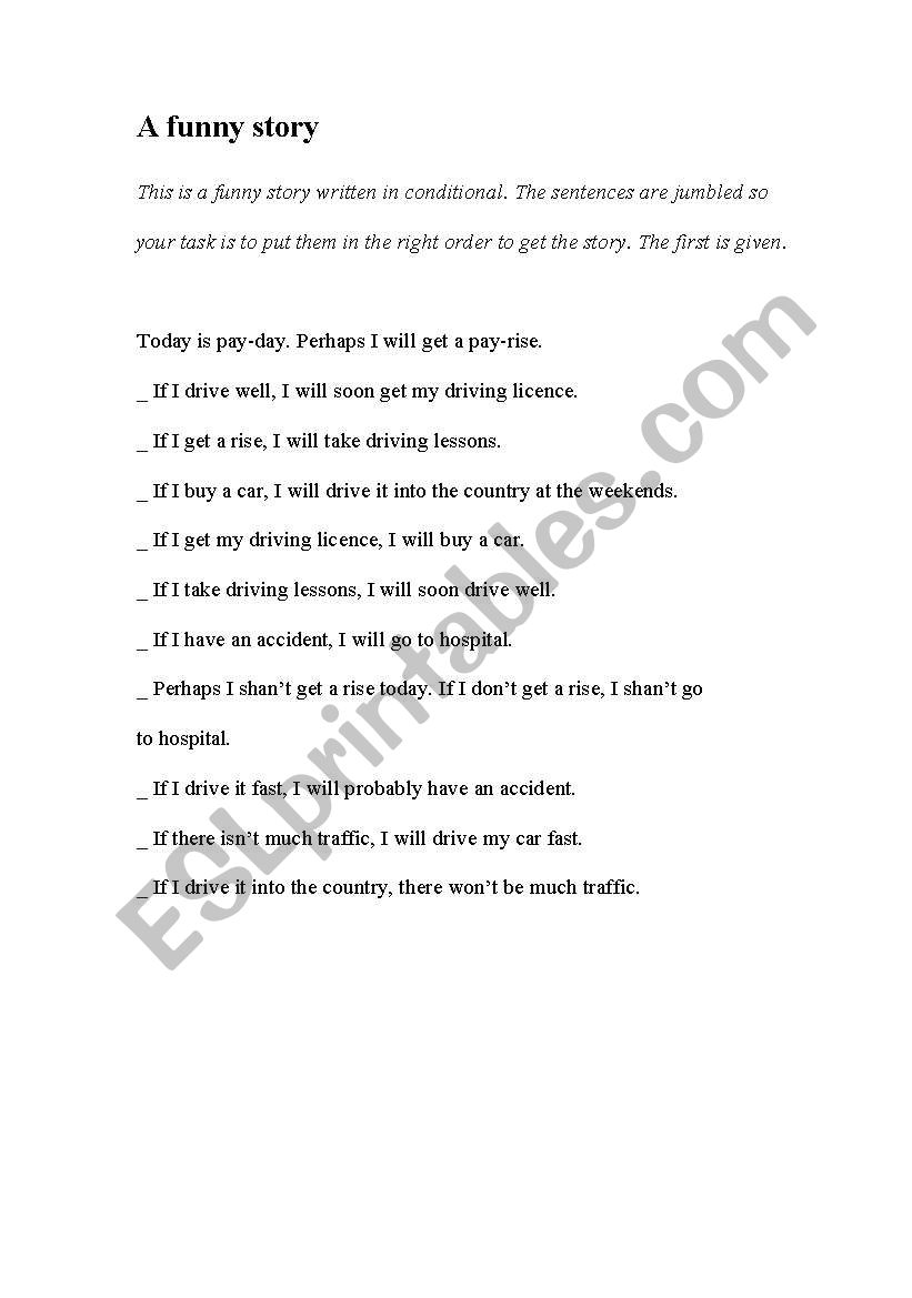 a funny story worksheet