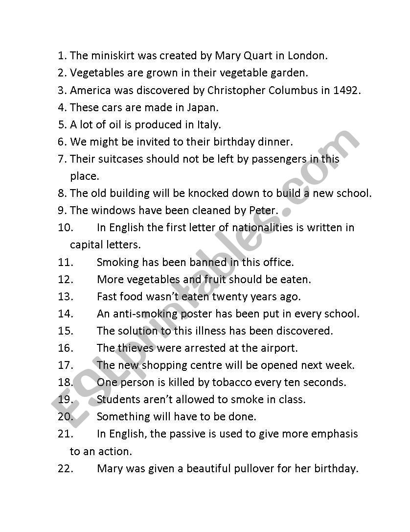 Passive voice worksheet