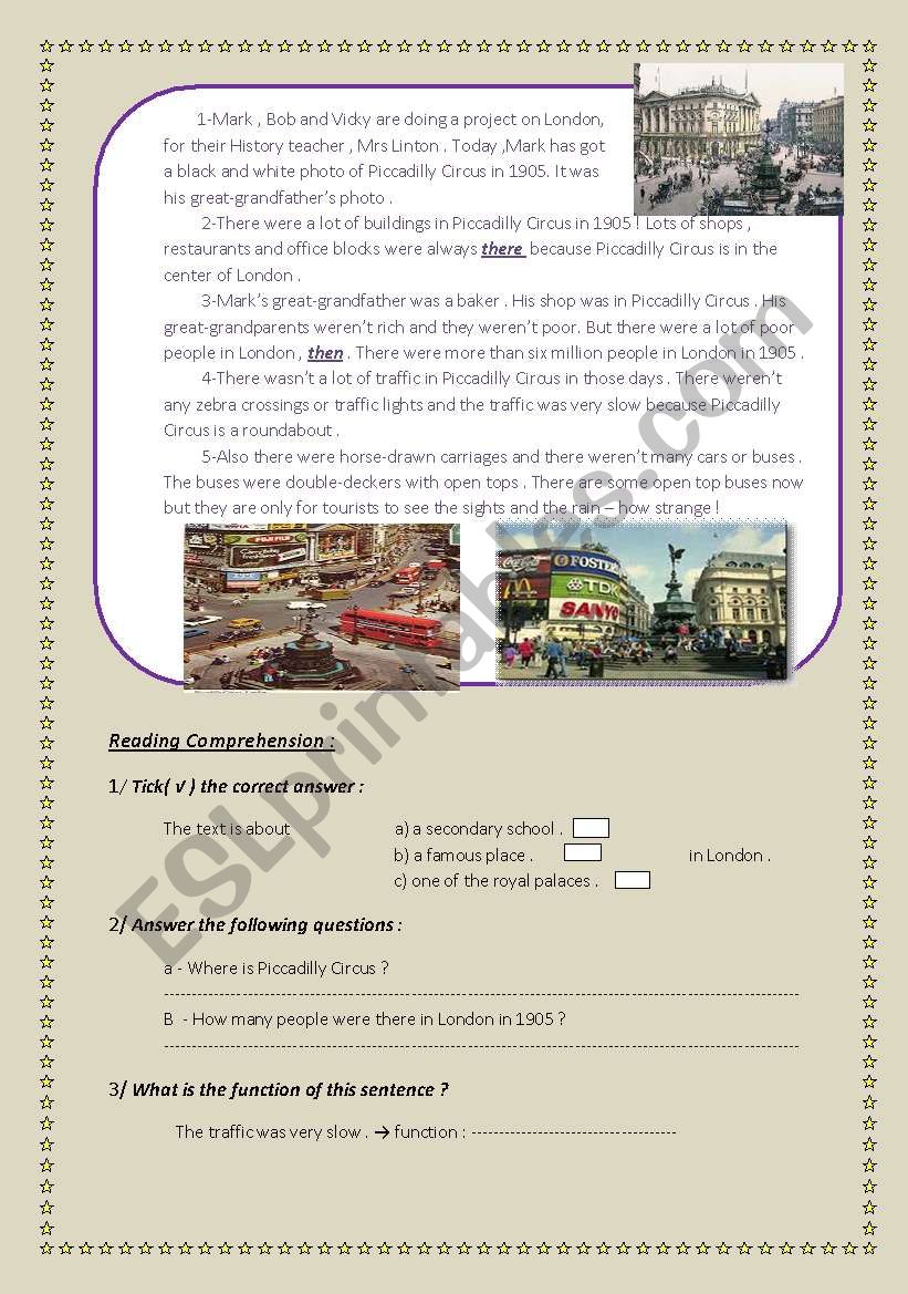 piccadilly circus worksheet
